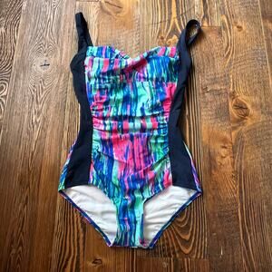 Funkita Ladies Swimsuit Brush Strokes Ruched One Piece Size 34 $110